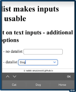 Datalist on Safari iPhone