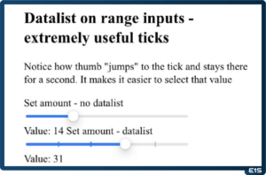 Datalist on range inputs tick in Safari on iPhone