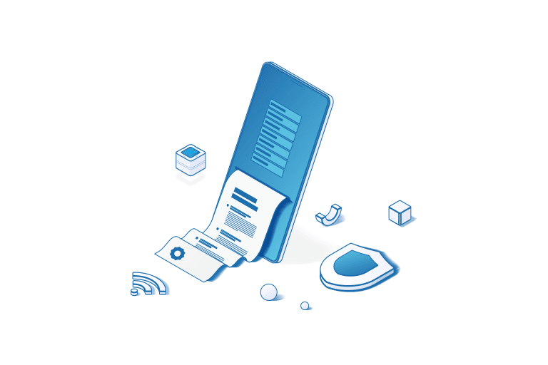 Ilustracja mobilnych usług ubezpieczeniowych, symbolizująca cyfryzację procesów i rozwój technologii dla branży ubezpieczeniowej.