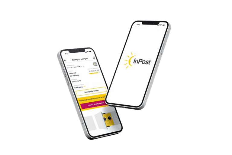InPost case study mobile illustration two mobile phones with Inpost app screenshots