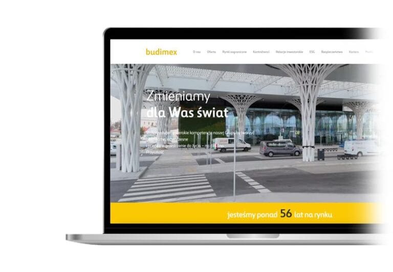 budimex case study laptop illustration showing a budimex website