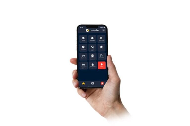 Cosafe mobile illustration showing a screenshot of an app