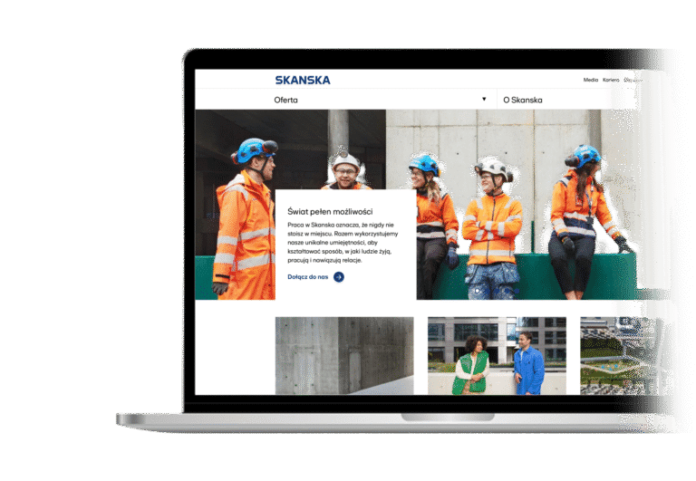 SKANSKA laptop illustration showing Skanska website