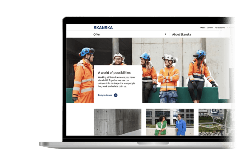 SKANSKA laptop illustration showing Skanska website
