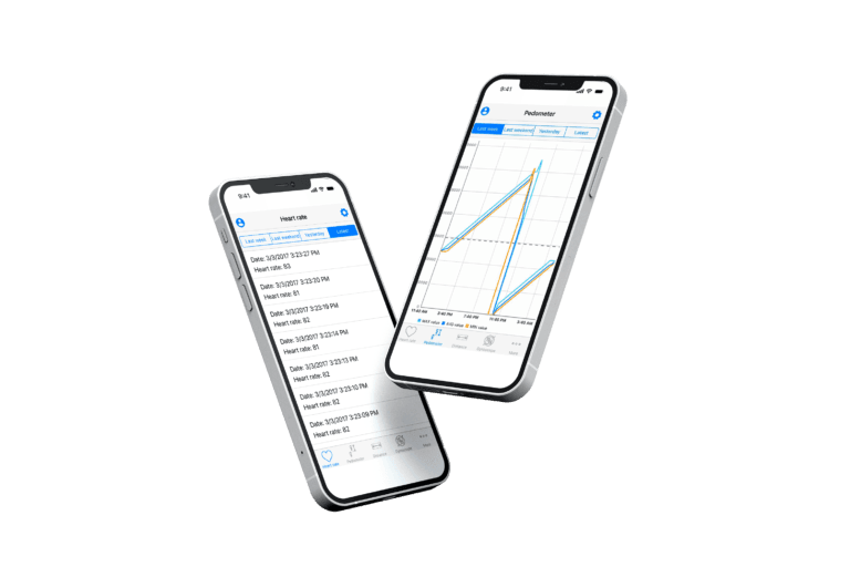 Body Watch mobile illustration, two mobile phones with Body watch app screenshots