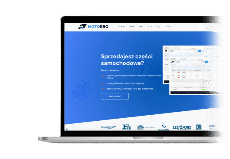 Motorro case study laptop illustration showing Motorro website