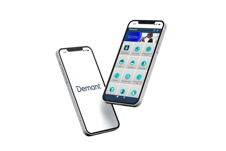 Demant two mobile phones with app screenshots