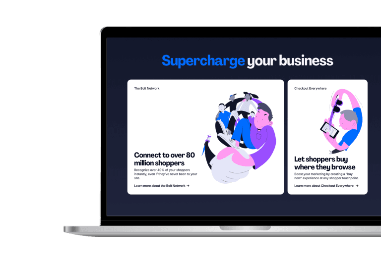 Case study laptop illustration showcasing a BOLT Financial website on a laptop