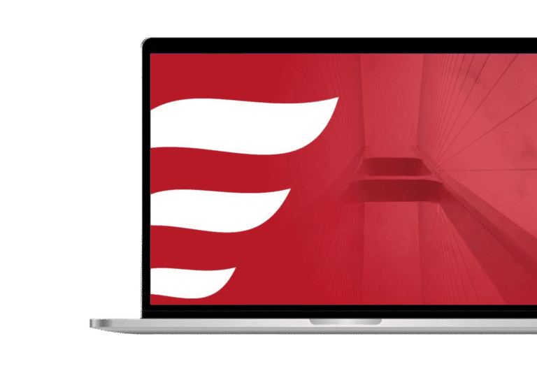 PFR case study laptop illustration showcasing a fragment of PFR logo on a laptop
