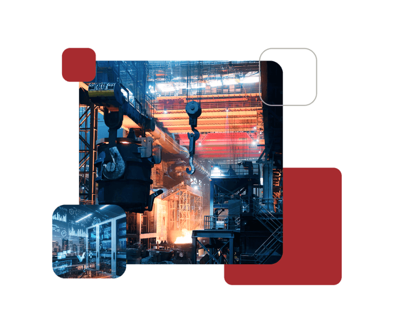 Industry illustration for case study, multiple shots of heavy industry equipment
