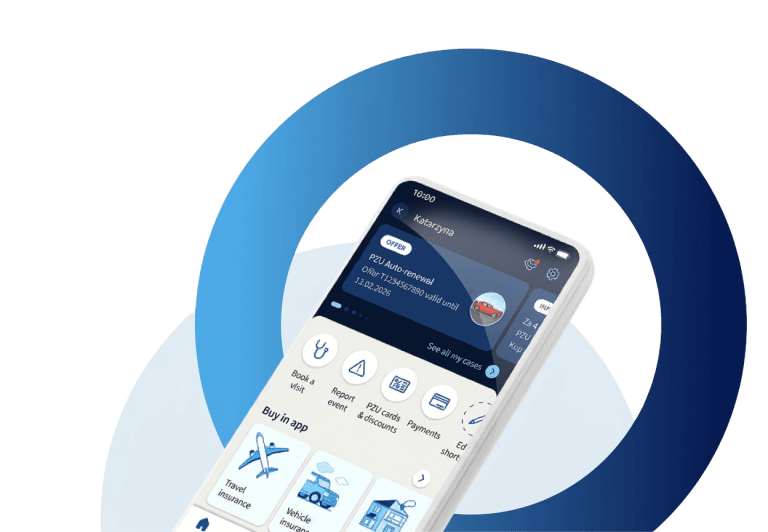 PZU app mobile mockup