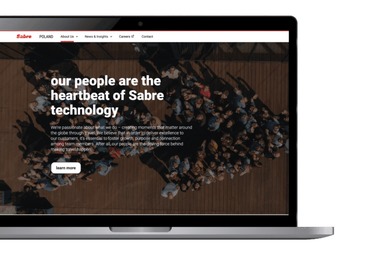 Sabre case study laptop illustration showcasing Sabre website