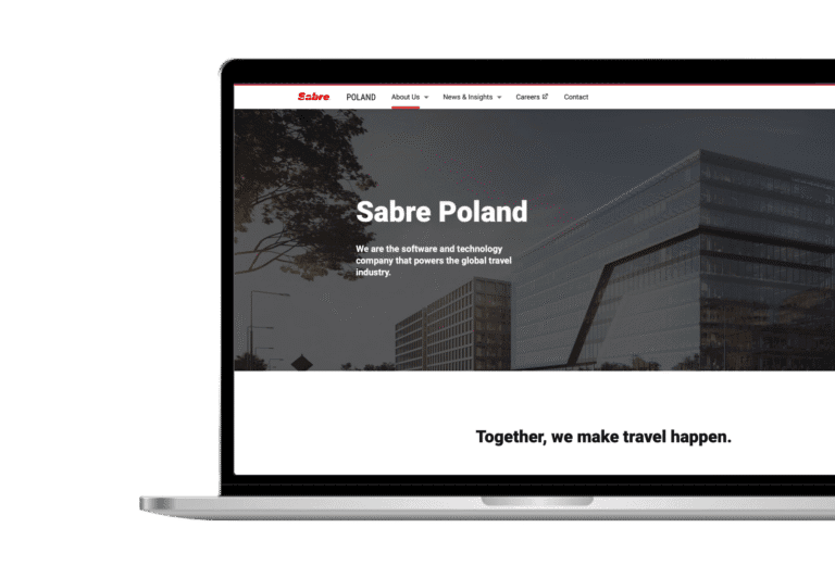 Sabre case study laptop illustration showcasing Sabre website