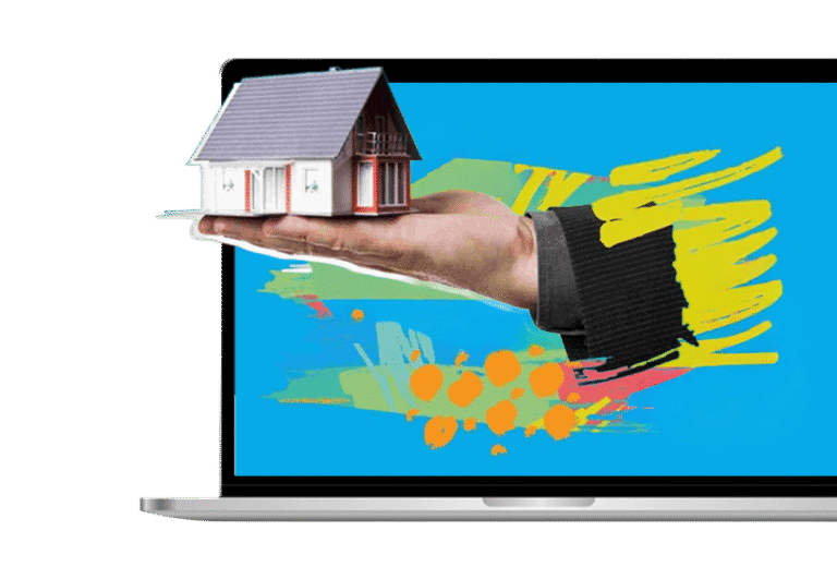 Laptop with a property, illustrating real estate-related processes.